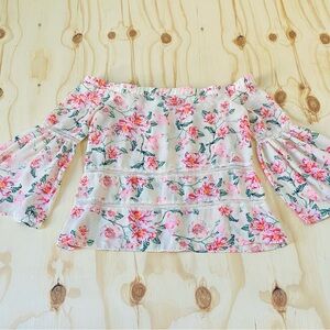 Belle Sky Pink Floral Off-Shoulder Blouse